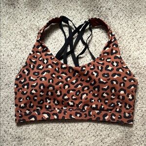 Fabletics Criss Cross Back Leopard Print Sports Bra - Small